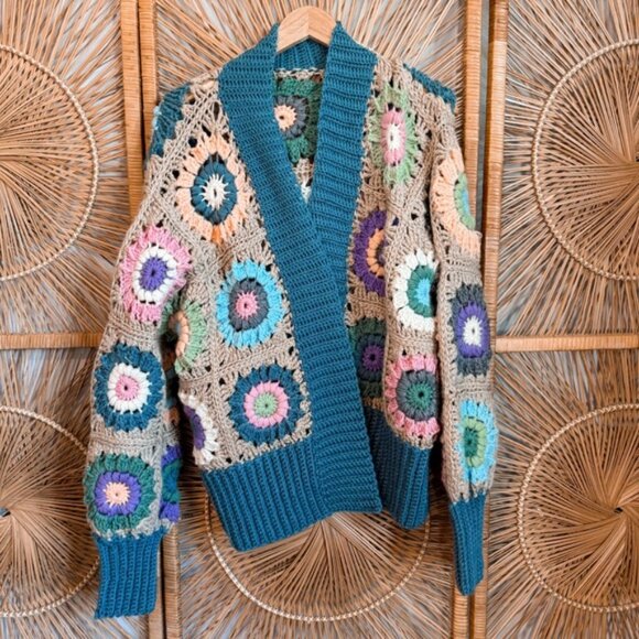 Handmade Crochet Cardigan Sweater By My Mom🫶🏻✨ - Picture 2 of 2